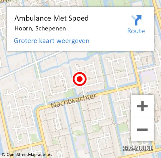 Locatie op kaart van de 112 melding: Ambulance Met Spoed Naar Hoorn, Schepenen op 10 september 2018 03:41