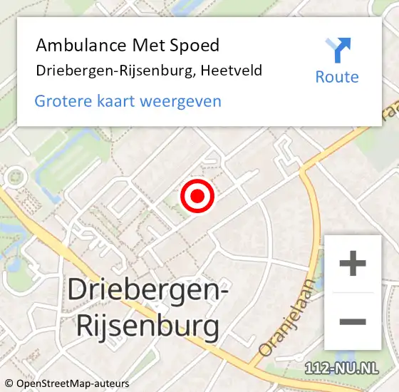 Locatie op kaart van de 112 melding: Ambulance Met Spoed Naar Driebergen-Rijsenburg, Heetveld op 10 september 2018 05:07