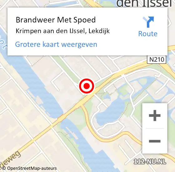 Locatie op kaart van de 112 melding: Brandweer Met Spoed Naar Krimpen aan den IJssel, Lekdijk op 10 september 2018 05:48