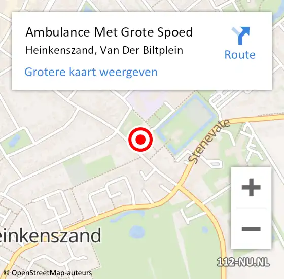 Locatie op kaart van de 112 melding: Ambulance Met Grote Spoed Naar Heinkenszand, Van Der Biltplein op 10 september 2018 09:26