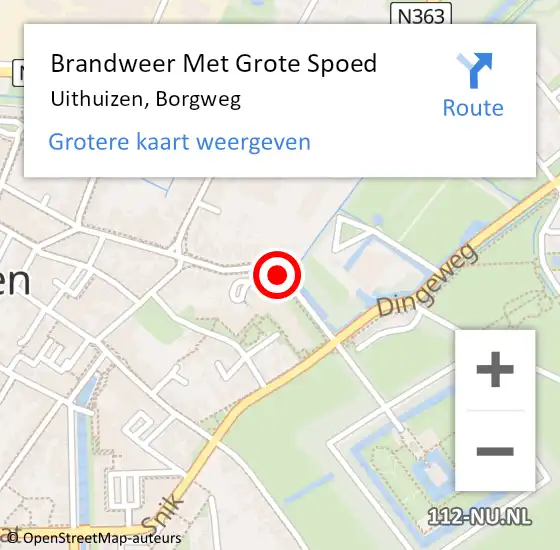 Locatie op kaart van de 112 melding: Brandweer Met Grote Spoed Naar Uithuizen, Borgweg op 10 september 2018 11:03
