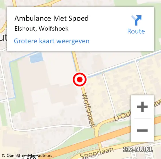 Locatie op kaart van de 112 melding: Ambulance Met Spoed Naar Elshout, Wolfshoek op 10 september 2018 13:37