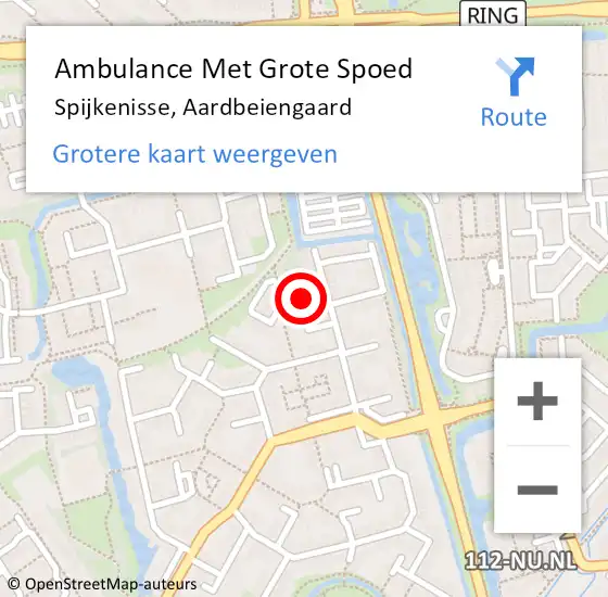 Locatie op kaart van de 112 melding: Ambulance Met Grote Spoed Naar Spijkenisse, Aardbeiengaard op 10 september 2018 14:21