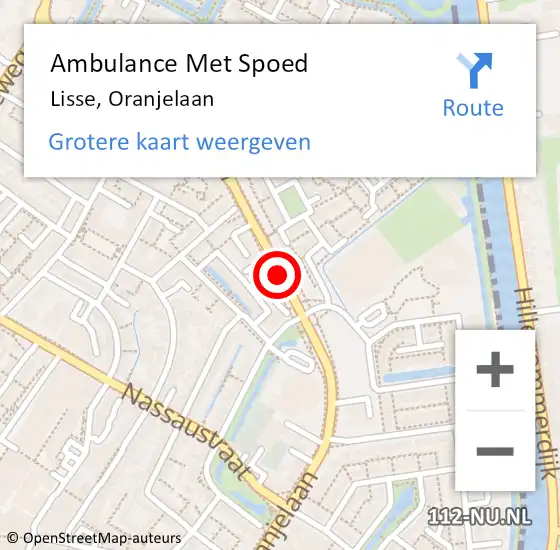 Locatie op kaart van de 112 melding: Ambulance Met Spoed Naar Lisse, Oranjelaan op 10 september 2018 14:22