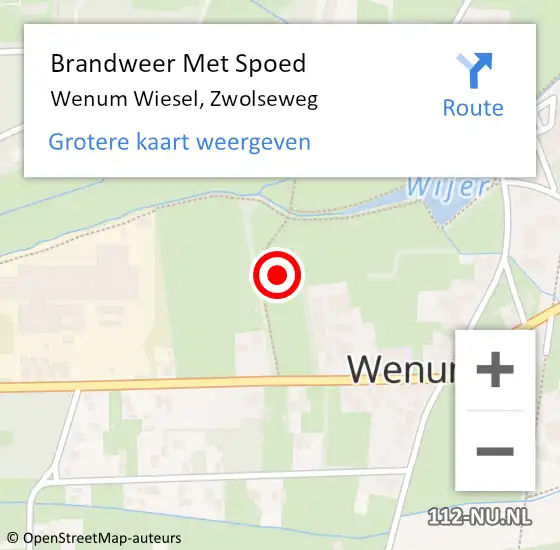 Locatie op kaart van de 112 melding: Brandweer Met Spoed Naar Wenum Wiesel, Zwolseweg op 10 september 2018 14:37