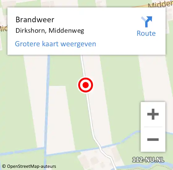 Locatie op kaart van de 112 melding: Brandweer Dirkshorn, Middenweg op 10 september 2018 17:01