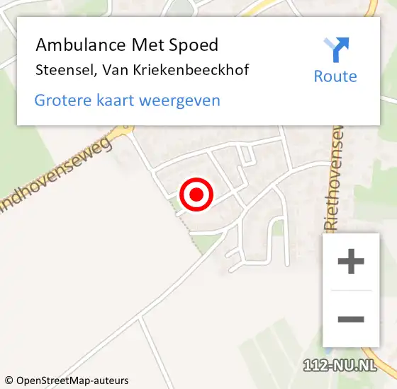 Locatie op kaart van de 112 melding: Ambulance Met Spoed Naar Steensel, Van Kriekenbeeckhof op 10 september 2018 17:18