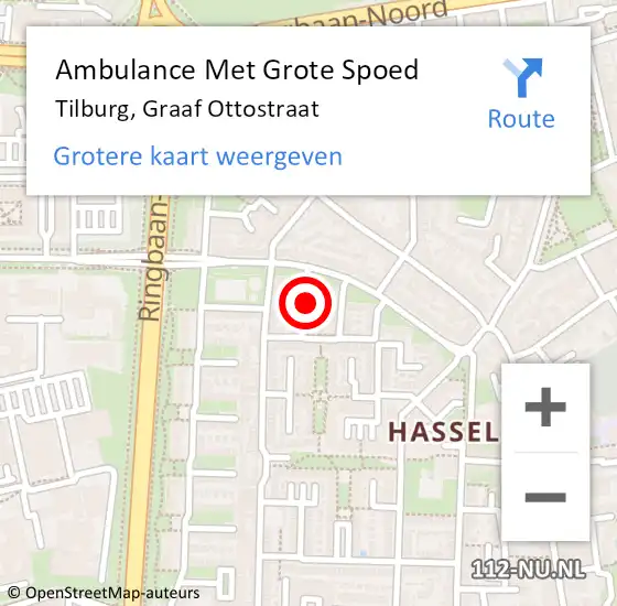 Locatie op kaart van de 112 melding: Ambulance Met Grote Spoed Naar Tilburg, Graaf Ottostraat op 10 september 2018 19:23