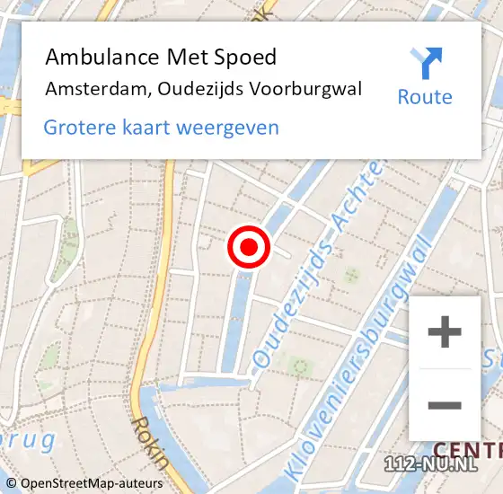 Locatie op kaart van de 112 melding: Ambulance Met Spoed Naar Amsterdam, Oudezijds Voorburgwal op 10 september 2018 20:13
