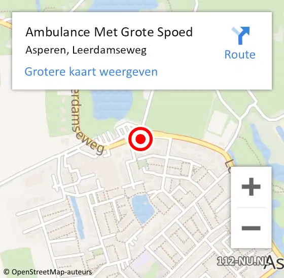 Locatie op kaart van de 112 melding: Ambulance Met Grote Spoed Naar Asperen, Leerdamseweg op 10 september 2018 21:02