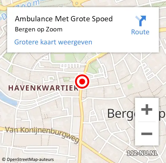 Locatie op kaart van de 112 melding: Ambulance Met Grote Spoed Naar Bergen op Zoom op 10 september 2018 21:07