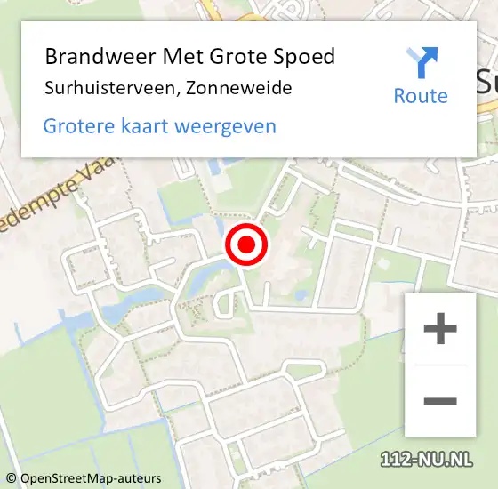 Locatie op kaart van de 112 melding: Brandweer Met Grote Spoed Naar Surhuisterveen, Zonneweide op 11 september 2018 00:18