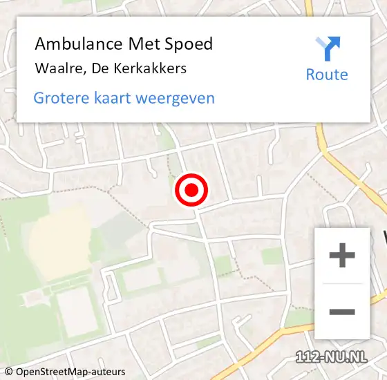 Locatie op kaart van de 112 melding: Ambulance Met Spoed Naar Waalre, De Kerkakkers op 11 september 2018 05:15