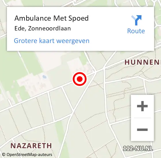 Locatie op kaart van de 112 melding: Ambulance Met Spoed Naar Ede, Zonneoordlaan op 11 september 2018 06:44