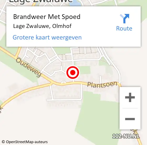 Locatie op kaart van de 112 melding: Brandweer Met Spoed Naar Lage Zwaluwe, Olmhof op 11 september 2018 08:13
