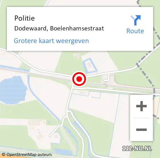 Locatie op kaart van de 112 melding: Politie Dodewaard, Boelenhamsestraat op 11 september 2018 10:06