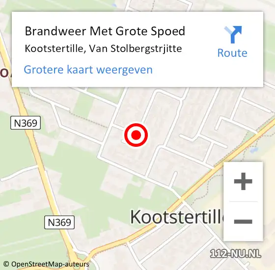 Locatie op kaart van de 112 melding: Brandweer Met Grote Spoed Naar Kootstertille, Van Stolbergstrjitte op 11 september 2018 11:32