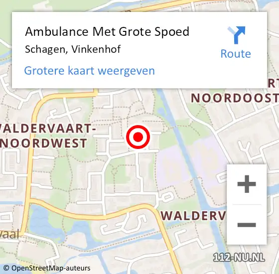 Locatie op kaart van de 112 melding: Ambulance Met Grote Spoed Naar Schagen, Vinkenhof op 11 september 2018 12:31