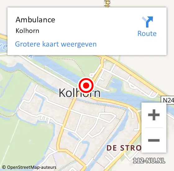 Locatie op kaart van de 112 melding: Ambulance Kolhorn op 11 september 2018 13:56
