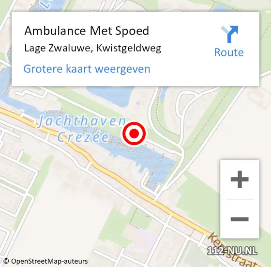 Locatie op kaart van de 112 melding: Ambulance Met Spoed Naar Lage Zwaluwe, Kwistgeldweg op 11 september 2018 15:45