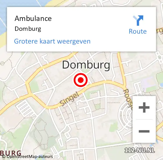 Locatie op kaart van de 112 melding: Ambulance Domburg op 11 september 2018 16:02
