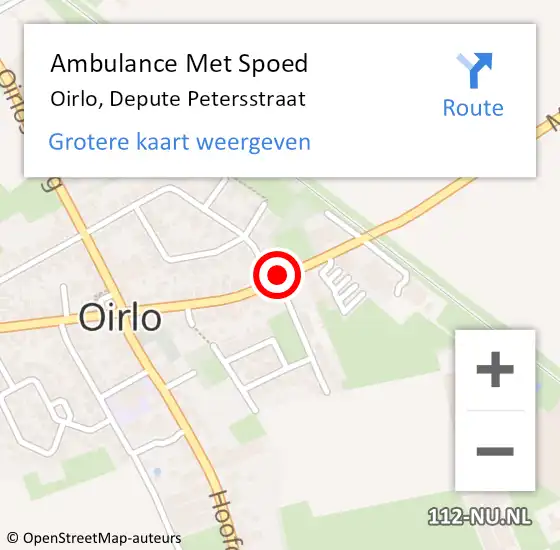 Locatie op kaart van de 112 melding: Ambulance Met Spoed Naar Oirlo, Depute Petersstraat op 11 september 2018 16:33