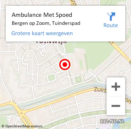 Locatie op kaart van de 112 melding: Ambulance Met Spoed Naar Bergen op Zoom, Tuinderspad op 11 september 2018 16:58