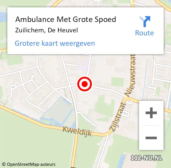 Locatie op kaart van de 112 melding: Ambulance Met Grote Spoed Naar Zuilichem, De Heuvel op 11 september 2018 17:03