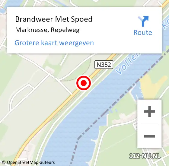 Locatie op kaart van de 112 melding: Brandweer Met Spoed Naar Marknesse, Repelweg op 11 september 2018 17:29