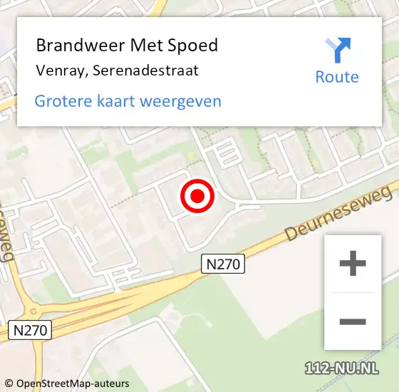 Locatie op kaart van de 112 melding: Brandweer Met Spoed Naar Venray, Serenadestraat op 11 september 2018 20:14