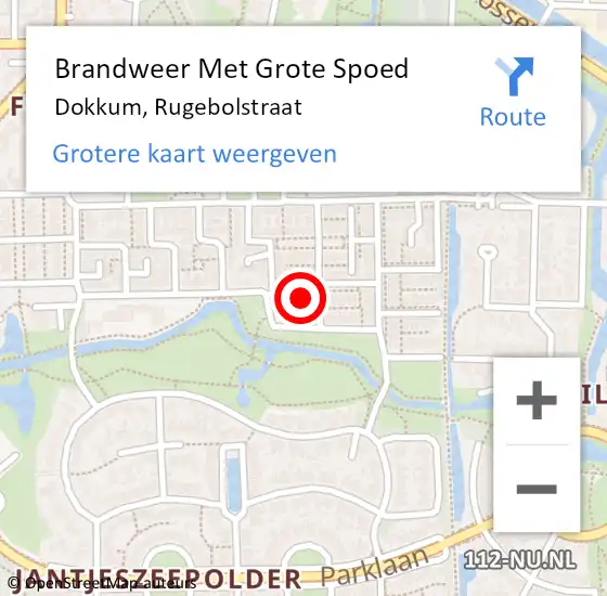 Locatie op kaart van de 112 melding: Brandweer Met Grote Spoed Naar Dokkum, Rugebolstraat op 8 maart 2014 19:53