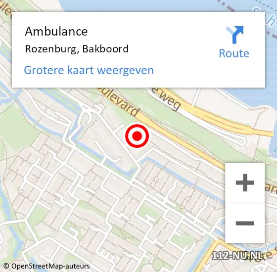 Locatie op kaart van de 112 melding: Ambulance Rozenburg, Bakboord op 11 september 2018 23:33