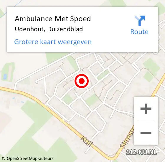 Locatie op kaart van de 112 melding: Ambulance Met Spoed Naar Udenhout, Duizendblad op 12 september 2018 01:29