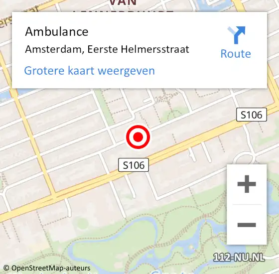 Locatie op kaart van de 112 melding: Ambulance Amsterdam, Eerste Helmersstraat op 12 september 2018 11:43