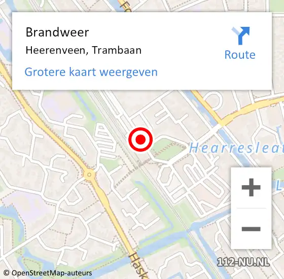 Locatie op kaart van de 112 melding: Brandweer Heerenveen, Trambaan op 12 september 2018 12:23