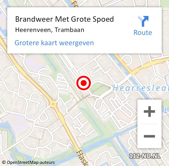 Locatie op kaart van de 112 melding: Brandweer Met Grote Spoed Naar Heerenveen, Trambaan op 12 september 2018 12:36