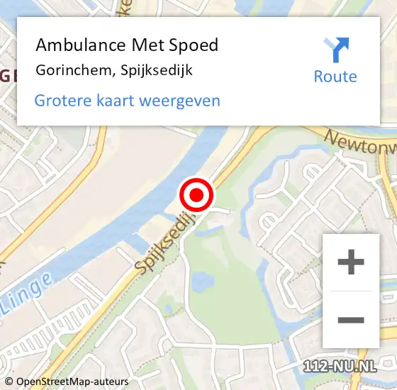 Locatie op kaart van de 112 melding: Ambulance Met Spoed Naar Gorinchem, Spijksedijk op 12 september 2018 16:54