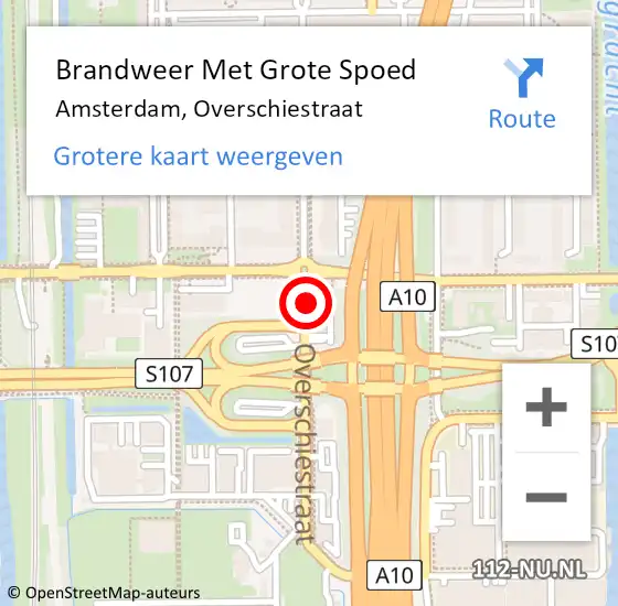 Locatie op kaart van de 112 melding: Brandweer Met Grote Spoed Naar Amsterdam, Overschiestraat op 13 september 2018 07:32