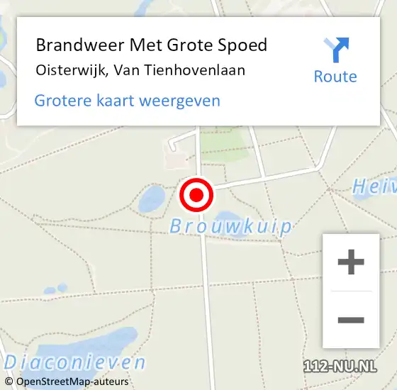 Locatie op kaart van de 112 melding: Brandweer Met Grote Spoed Naar Oisterwijk, Van Tienhovenlaan op 13 september 2018 08:38