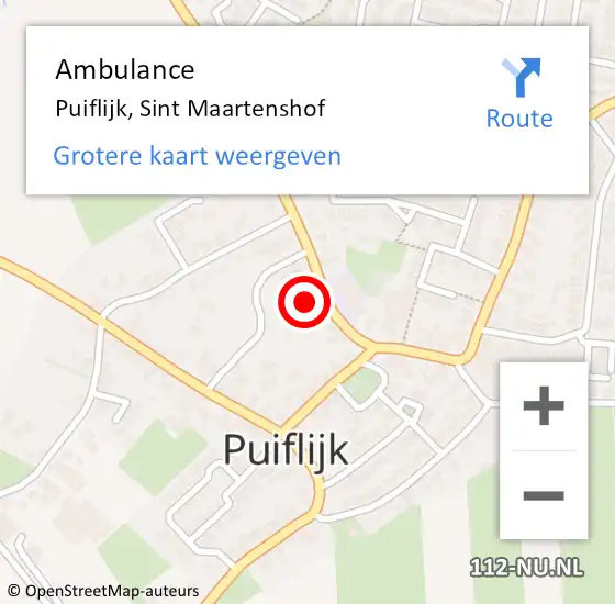 Locatie op kaart van de 112 melding: Ambulance Puiflijk, Sint Maartenshof op 13 september 2018 10:20