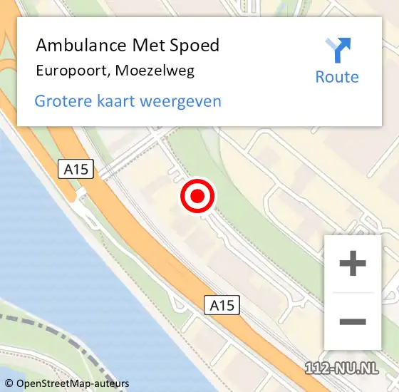 Locatie op kaart van de 112 melding: Ambulance Met Spoed Naar Europoort, Moezelweg op 13 september 2018 10:49