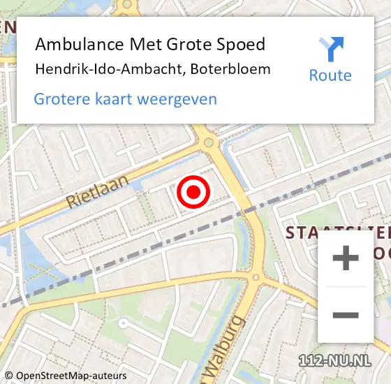 Locatie op kaart van de 112 melding: Ambulance Met Grote Spoed Naar Hendrik-Ido-Ambacht, Boterbloem op 13 september 2018 13:26