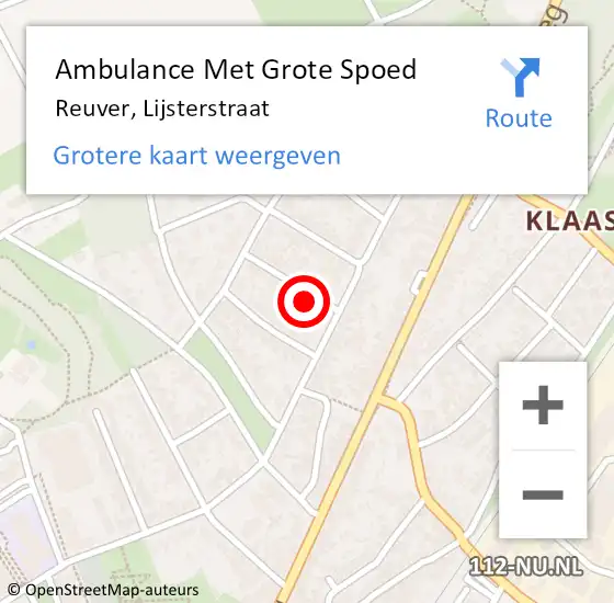Locatie op kaart van de 112 melding: Ambulance Met Grote Spoed Naar Reuver, Lijsterstraat op 8 maart 2014 23:29