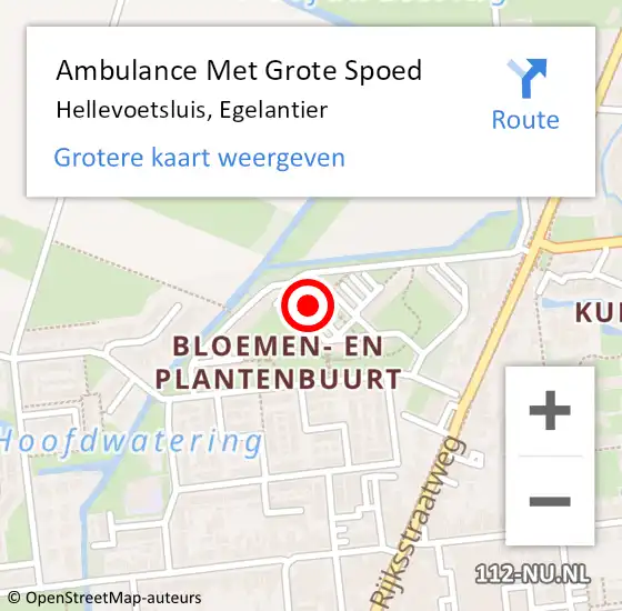 Locatie op kaart van de 112 melding: Ambulance Met Grote Spoed Naar Hellevoetsluis, Egelantier op 13 september 2018 17:19