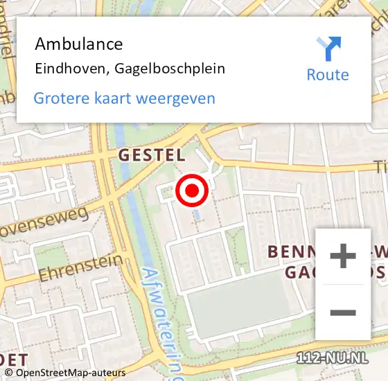 Locatie op kaart van de 112 melding: Ambulance Eindhoven, Gagelboschplein op 13 september 2018 17:49