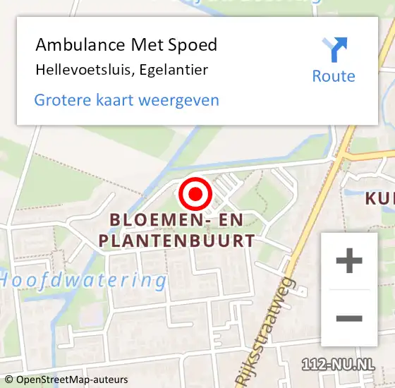 Locatie op kaart van de 112 melding: Ambulance Met Spoed Naar Hellevoetsluis, Egelantier op 13 september 2018 18:34
