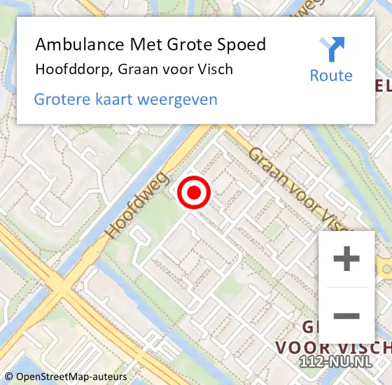 Locatie op kaart van de 112 melding: Ambulance Met Grote Spoed Naar Hoofddorp, Graan Voor Visch op 13 september 2018 20:07