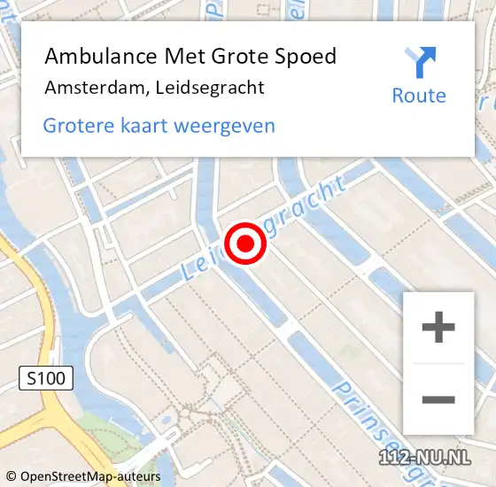 Locatie op kaart van de 112 melding: Ambulance Met Grote Spoed Naar Amsterdam, Leidsegracht op 14 september 2018 01:28