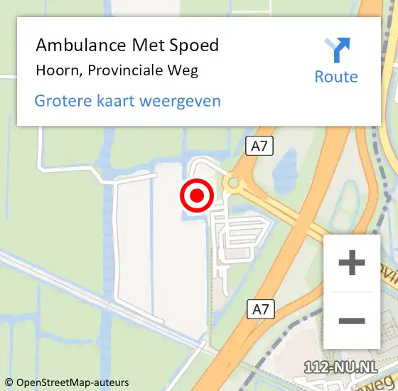 Locatie op kaart van de 112 melding: Ambulance Met Spoed Naar Hoorn, Provinciale Weg op 14 september 2018 04:40