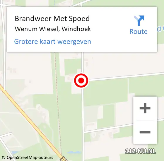 Locatie op kaart van de 112 melding: Brandweer Met Spoed Naar Wenum Wiesel, Windhoek op 14 september 2018 09:08